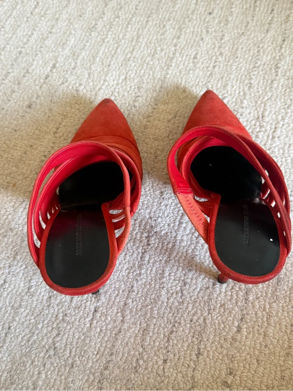 Alexander Wang Red Suede Strappy Pointed-Toe High Heels